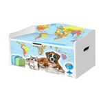 Lupia - Baule portagiochi in legno per bambini con stampa organizer L68xP28xH40 cm GLOBETROTTERS