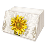 Lupia - Portapane, Contenitore per Cibo Secco con decoro GIRASOLE in legno SHABBY 30x40x20 cm