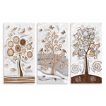 Lupia - Set 3 pezzi Quadri su tela albero della vita Canvas Day Brillant con glitter 38x75 cm TREE WHITE