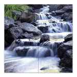 Lupia - Quadro moderno grande su tela WALL 2x2 m PAESAGGI MISTY WATERFALLS, set 4 pz tele 1x1 m per soggiorno camera da letto