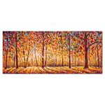 Lupia - Quadro moderno Stampa su Tela CANVAS WORLD 52x122 cm COLORFUL UNDERGROWTH, bosco in autunno, per soggiorno, capezzale camera da letto, ufficio