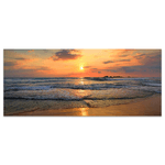 Lupia - Quadro moderno Stampa su Tela CANVAS WORLD 65x149 cm BEACH SUNSET Tramonto, per soggiorno, capezzale camera da letto, ufficio