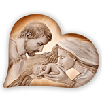 Lupia - Capezzale sacra famiglia in legno HEART HOLY KISS BROWN 40X50 cm