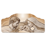 Lupia - Quadro moderno Capezzale sacra famiglia 42x92 cm HOLY KISS BROWN su tavola lavorata