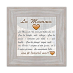 Lupia - Quadro Moderno con mattonella Ceramica stampata, cornice shabby Boston 30x30 cm CUORE DI MAMMA