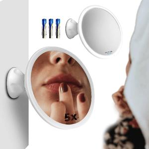 INNOLIVING Specchio Per Trucco Makeup A Batterie Inn-804, Con Ingrandimento 5X E Luce Led