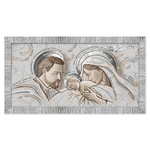 Lupia - Quadro con cornice Sacra Famiglia Giovy Bianca Argento 60x110 cm THE KISS CERAMIC MIX Glitter