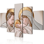 Lupia - Quadro Sacra famiglia 5 pezzi in legno VOGUE 66X115 cm The Kiss Ceramic