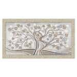 Lupia - Quadro Moderno Camera da letto con cornice GIOVY Bianca Oro ALBERO ABBRACCIO MIX 60x110 cm, amore e famiglia con Glitter, per soggiorno