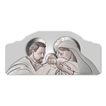 Lupia - Quadro moderno Capezzale Sacra Famiglia 42x92 cm THE KISS CERAMIC GREY su tavola lavorata