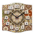 Lupia - Orologio decorativo sagomato NEW in legno cm 38X38 SHABBY AZULEJOS BROWN