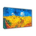 Lupia - Quadro su tela il meglio dell arte 62X115 cm CAMPO DI GRANO CON VOLO DI CORVI - VAN