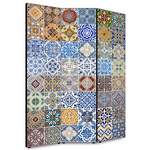 Lupia - Separe' per interni, Divisorio 135,6 x H 176 x P 3,1 cm AZULEJOS COLOR paravento 3 Ante in legno con Tele stampate fronte retro Soggetto unico