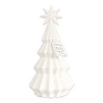 Giardini di Marzo - Statuetta Albero di Natale con Stella decorazione natalizia in Ceramica Bianca con luce Led