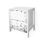 Lupia - Cassettiera comodino MOBILE ITALY Bianco MODERN BUTTERFLY BLACK con 2 CASSETTI in legno 39x29xH45 cm organizer decorato con stampa