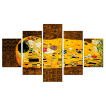 Lupia - Quadro Moderno 5 pezzi in legno VOGUE 66X115 cm IL BACIO DI KLIMT