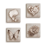 Lupia - Quadri Canvas su carta telata set 4 pezzi 16x16 cm SHABBY