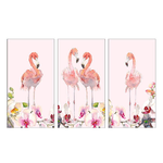 Lupia - Collezione Set 3 pezzi Quadri FENICOTTERI su Tela 43x78 cm FLAMINGOS