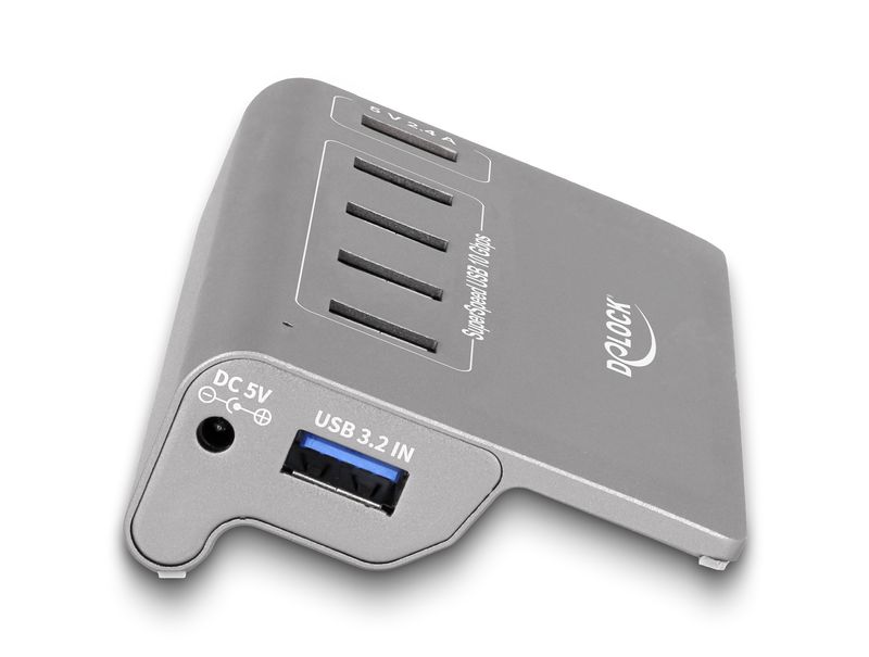 Delock-Hub-USB-10-Gbps-con-4-porte-USB-di-tipo-A-1-porta-di-ricarica-rapida-con-alimentatore