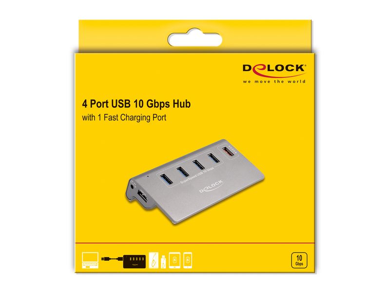 Delock-Hub-USB-10-Gbps-con-4-porte-USB-di-tipo-A-1-porta-di-ricarica-rapida-con-alimentatore