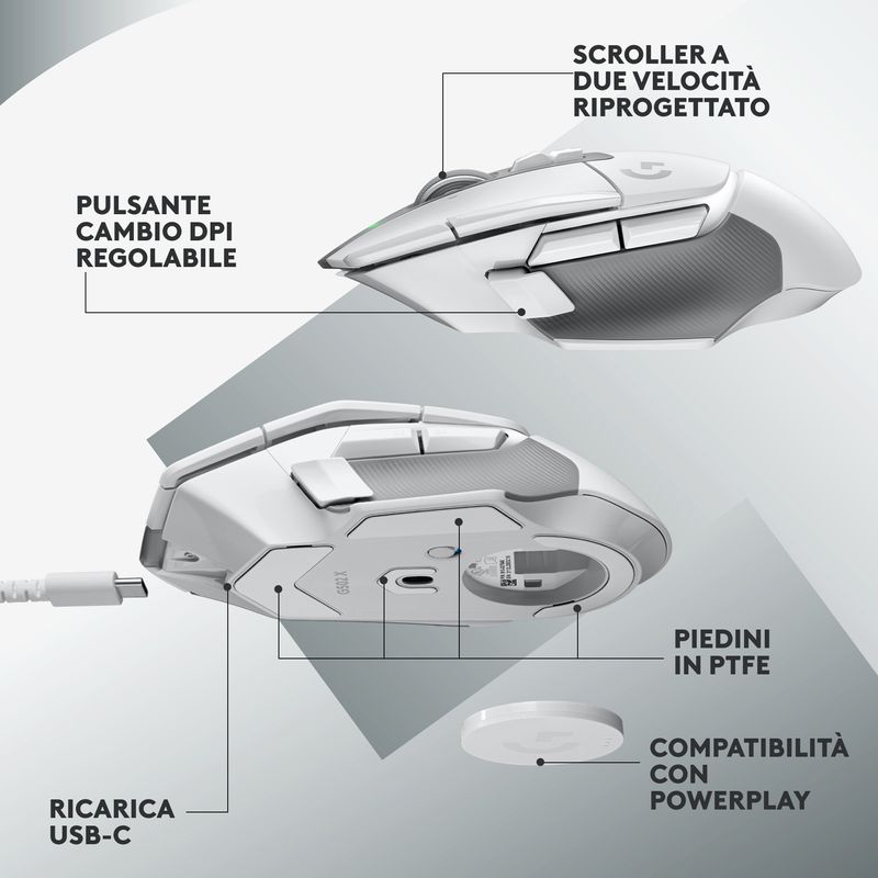 Logitech-G-G502-X-Lightspeed-mouse-Giocare-Mano-destra-RF-Wireless-Ottico-25600-DPI