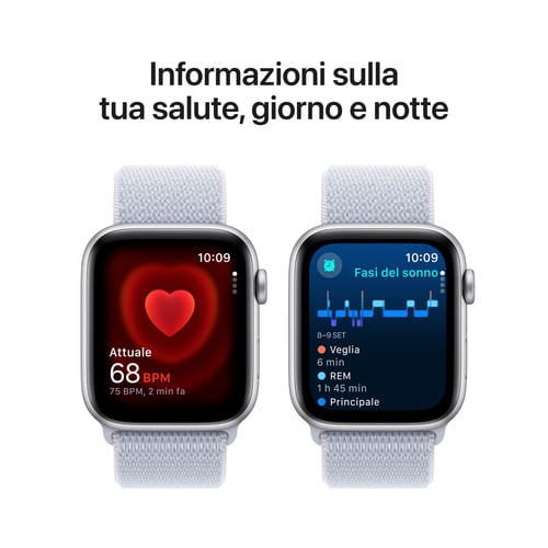 Apple-Watch-SE-GPS-44mm-Cassa-in-Alluminio-Color-Argento-con-Blu-tempesta-Sport-Loop