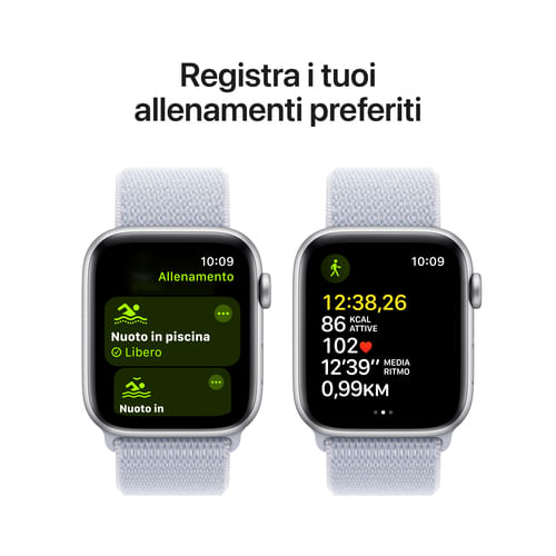 Apple-Watch-SE-GPS-44mm-Cassa-in-Alluminio-Color-Argento-con-Blu-tempesta-Sport-Loop