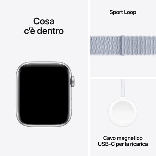 Apple-Watch-SE-GPS-44mm-Cassa-in-Alluminio-Color-Argento-con-Blu-tempesta-Sport-Loop