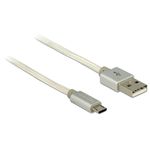 DeLOCK 2m, USB2.0-A/USB2.0 Micro-B cavo USB USB A Micro-USB B Argento, Bianco