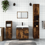 vidaXL Set Mobili da Bagno 3 pz Rovere Fumo in Legno ingegnerizzato