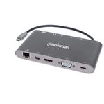 Manhattan 152808 replicatore di porte e docking station per laptop Cablato USB 3.2 Gen 1 (3.1 Gen 1) Type-C Argento