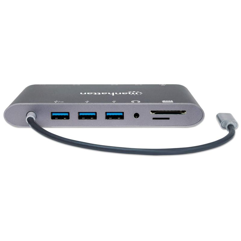 Manhattan-152808-replicatore-di-porte-e-docking-station-per-laptop-Cablato-USB-3.2-Gen-1--3.1-Gen-1--Type-C-Argento