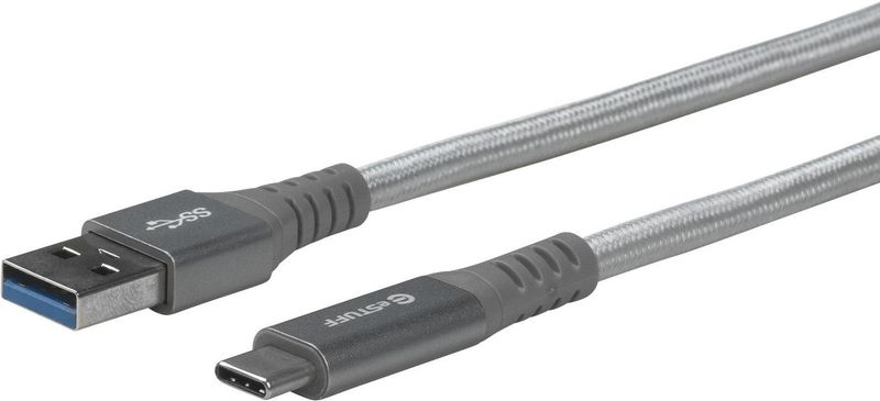 eSTUFF-ES605151-cavo-USB-1-m-USB-3.2-Gen-1-3.1-Gen-1-USB-C-USB-A-Grigio--USB-C---A-Cable-1m-Grey---USB-C-Male---USB-A-Ma