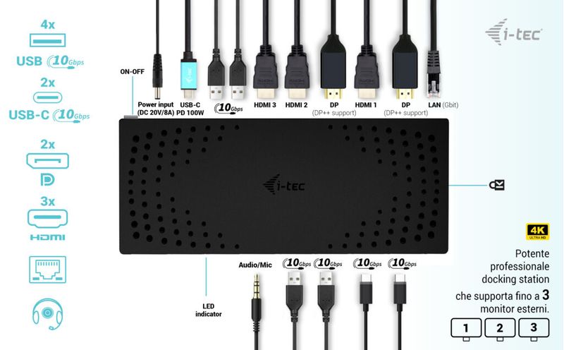 i-tec-USB-3.0---USB-C---Thunderbolt-3x-4K-Docking-Station-Gen-2--Power-Delivery-100W--I-TEC-USB-3.0-3X-4K-DOCK-GEN-2---U