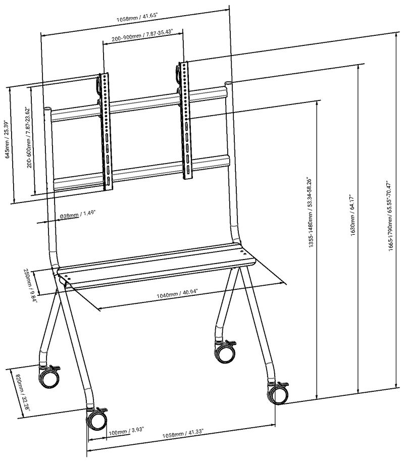 VISION-Display-Easel-Trolley---LIFETIME-WARRANTY---Cart-fits-display-55-100-with-VESA-sizes-up-to-900-x-600---make-any-T