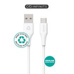 ESTUFF INFINITE Super Soft cavo USB 2 m USB 2.0 USB C USB A Bianco (INFINITE USB-C to USB-A Cable - 2m White. Recycled P