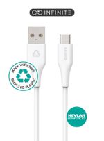 eSTUFF-INFINITE-Super-Soft-cavo-USB-2-m-USB-2.0-USB-C-USB-A-Bianco--INFINITE-USB-C-to-USB-A-Cable---2m-White.-Recycled-P