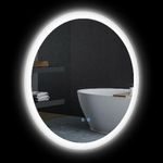 kleankin Specchio Bagno LED Antiappannamento con 3 Colori e Luminosità Regolabile, in Metallo e Vetro, Ø70x3 cm