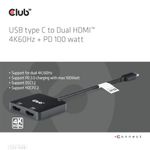 Eingang-1x-Typ-C-Stecker--zum-Host---Ausgang-2x-HDMI-Buchse