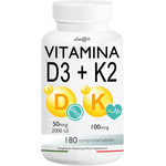 Vitamina D3 + K2 Line@diet | 180 Compresse Per 6 Mesi | 2000 U.i. Di Vitamina D3 + 100mcg Di Vitamina K2