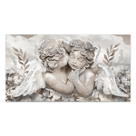 Lupia - Quadro su Tela SHINY con Glitter Argento 62x115 ANGELS IN FLOWERS MIX SILVER