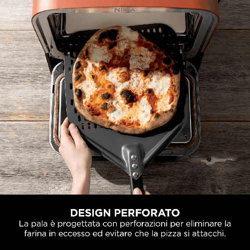 Ninja-XSKPZPLEU-Woodfire-Pala-per-Pizza-per-Forno-da-Esterno-OO101EU-Pala-per-Pizza-Forata-e-Leggera-Maneggevole-Resistente-alla-Ruggine-Pizze-Fino-a-30cm-di-Diametro-Nero