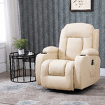 HOMCOM Poltrona Massaggiante a 8 Punti Reclinabile con Portabicchieri e Telecomando, 85x94x104 cm, Beige