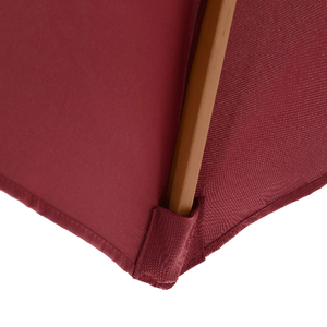 Outsunny Ombrellone da Giardino Rotondo, in Legno e Poliestere con Apertura a Corda, 2.5x2.3 m, Bordeaux