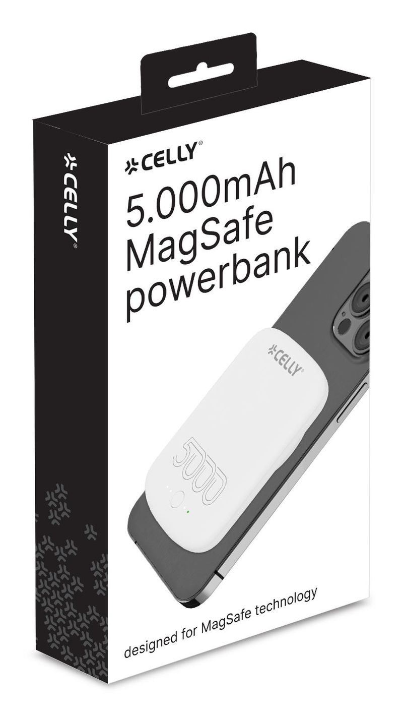 Celly-MAGPB5000PROWH-batteria-portatile-5000-mAh-Carica-wireless-Bianco