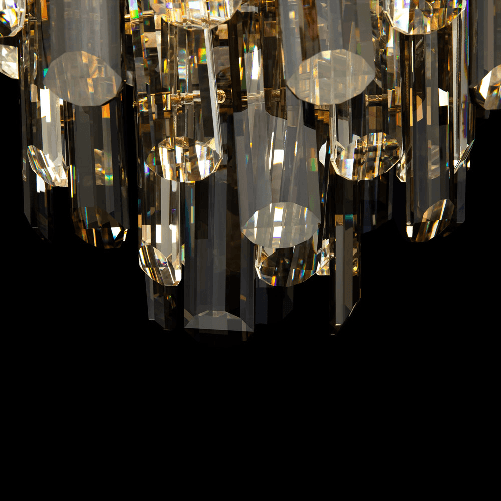 Lampadario-Contemporaneo-Flare-Metallo-Oro-8-Luci-Diffusori-Vetro