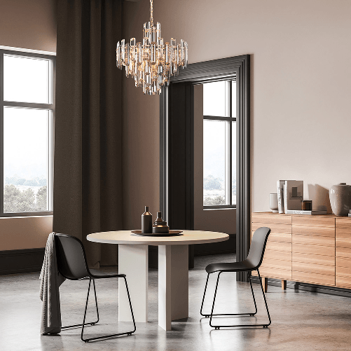 Lampadario-Contemporaneo-Flare-Metallo-Oro-8-Luci-Diffusori-Vetro