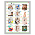 Lupia - Portafoto da parete Multiplo ESSENTIAL BABY GREY 30x40 cm Newborn, Cornice per collage di 12 foto mensili per primo anno neonato