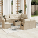 vidaXL Set Divano da Giardino 9 pz con Cuscini Beige in Polyrattan