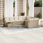 vidaXL Set Divano da Giardino 10 pz con Cuscini Beige in Polyrattan